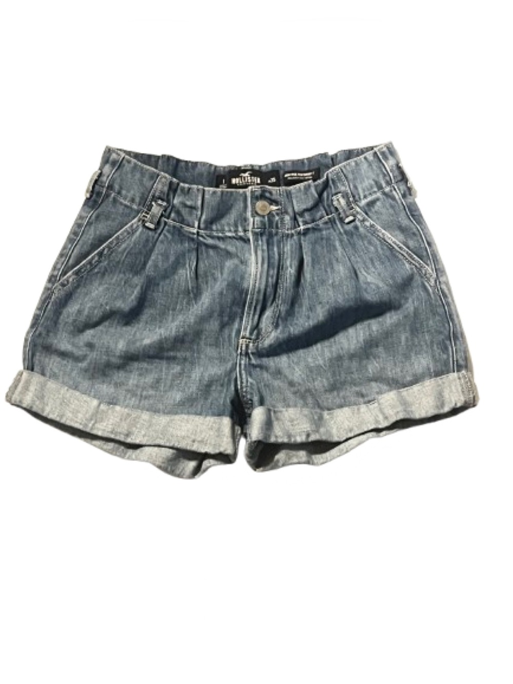 Hollister Size 1 W 25 Light Blue Denim Cuffed High-Rise Mom Shorts Casual